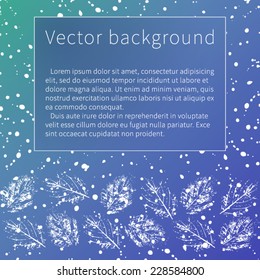 White and blue leaf background with place for your text. Decorative template texture with imprinted leaves. Vector. 