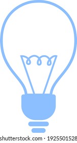 White and blue lightbulb, illustration, vector on white background.