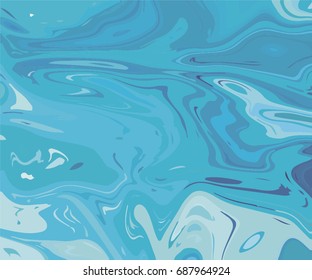 White blue liquid acrylic or marble texture. Abstract background with curved stripes or chaotic lines. Ink .