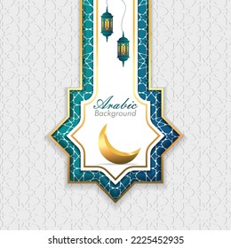 White and Blue Luxury Islamic Background with Decorative Ornament Pattern, Arabic background vector