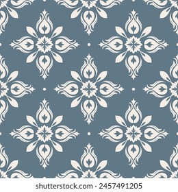 Weiß-blaue Luxus-Vektorgrafik nahtloses Muster. Ornamente, traditionelle, ethnische, arabische, türkische, indische Motive. Ideal für Stoff und Textil, Bildschirmhintergrund, Verpackungsdesign oder jede beliebige Idee.