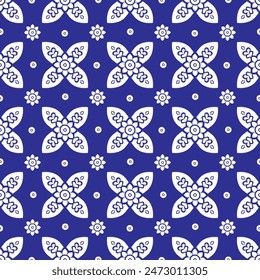 Patrón sin fisuras de Vector de lujo blanco y azul. Adorno, motivos tradicionales, étnicos, árabes, turcos, indios. Ideal para tela y textil, Fondo de pantalla, diseño de empaque o cualquier idea deseada.