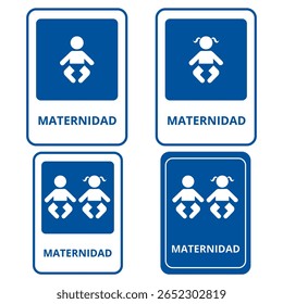 Sinais de maternidade brancos e azuis com bebês do sexo masculino e feminino (trad. maternidade)