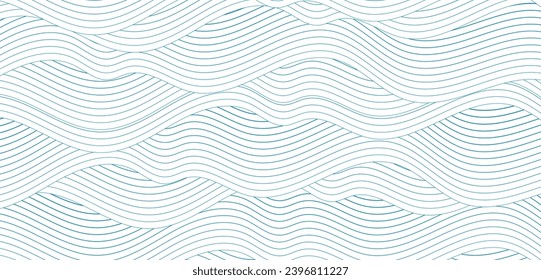 White and blue minimal abstract background with wavy linear pattern. Vector digital design