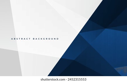 White and blue modern abstract background with polygonal texture. Dark blue and white abstract backdrop with 3d geometric shapes. Vector illustration