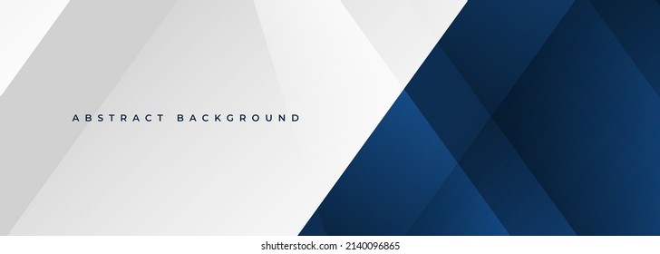White and blue modern abstract wide banner with geometric shapes. Dark blue and white abstract background. Vector illustration - Shutterstock ID 2140096865
