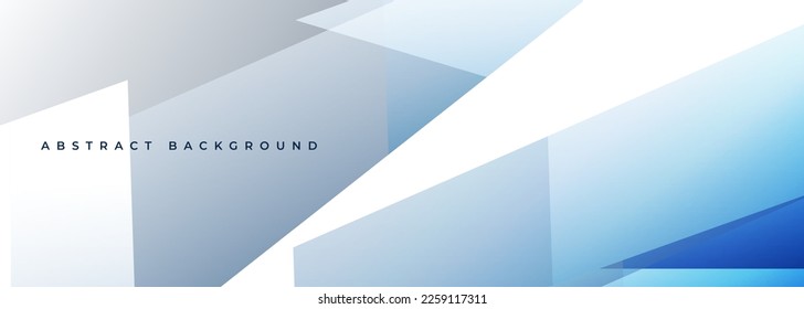 White and blue modern abstract wide banner with geometric shapes. White and blue abstract background. Vector illustration