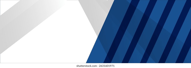Anuncio amplio abstracto moderno blanco y azul con Formas geométricas. Fondo abstracto azul oscuro y blanco. Ilustración vectorial