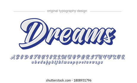 White and Blue Modern Cursive Artistic Font Typography Design