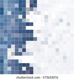 White blue mosaic background. Geometric template with mesh of squares for your amazing design.