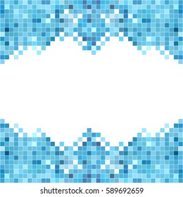 White blue mosaic background. Geometric template with mesh of squares for your amazing design. Cells.