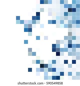White blue mosaic background. Geometric template with mesh of squares for your amazing design. Cells. Vector background. 