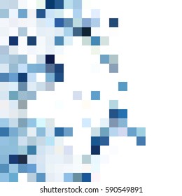 White blue mosaic background. Geometric template with mesh of squares for your amazing design. Cells. Vector background. 