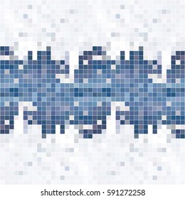 White blue mosaic background. Geometric template with mesh of squares for your amazing design. Cells.