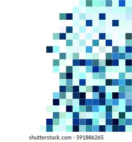 White blue mosaic background. Geometric template with mesh of squares for your amazing design. Cells.