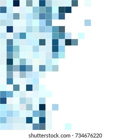 White blue mosaic background. Geometric template with mesh of squares for your amazing design.