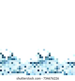 White blue mosaic background. Geometric template with mesh of squares for your amazing design.