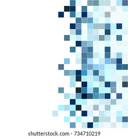 White blue mosaic background. Geometric template with mesh of squares for your amazing design.