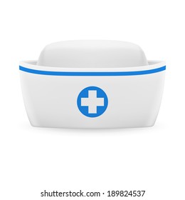 White and blue nurse cap on white background 