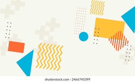 White blue and orange flat abstract shapes geometric background. Applicable for presentation, covers, posters and banner