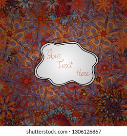 White, blue and orange on colors. Nice background. Doodles cute pattern. Seamless Beautiful fabric pattern. Vector - stock.