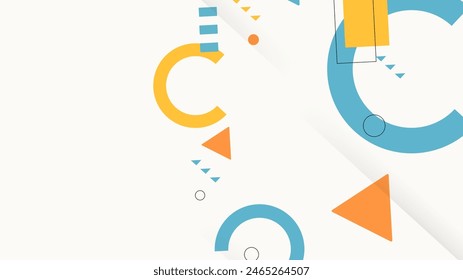 White blue and orange vector creative geometric design for abstract background with shapes and memphis style