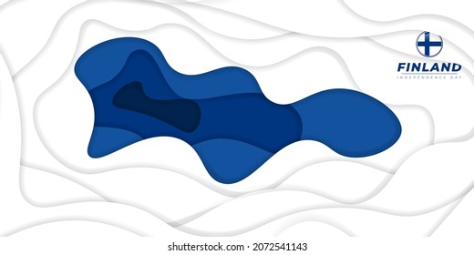 White and blue paper cut background design. Finland Independence day template design. Good template for Finland national day design.
