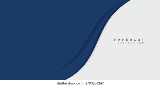 White and blue papercut abstract presentation background design. Vector illustration for banner, cover, web, flyer, card, poster