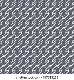 White and blue pattern with oblique meander stripes. Abstract vector.