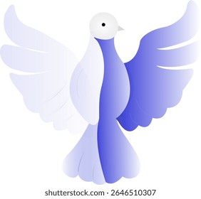 white and blue pigeon with a gradient vector style, logo style 