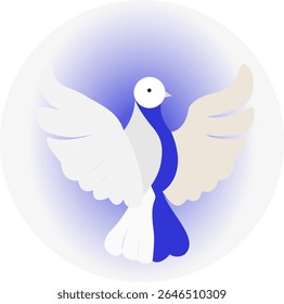 white and blue pigeon with a gradient vector style, logo style 