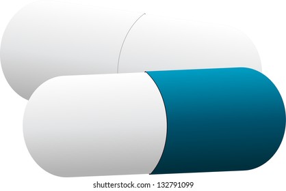 White and blue pills. vector illustration