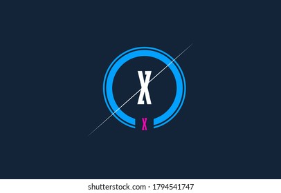 White blue pink X alphabet letter logo icon. Circle company and business design