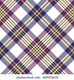 White blue pixel check seamless plaid pattern. Vector illustration.
