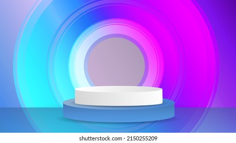 White and Blue Podium on light pink and blue background , Flat Modern design , illustration Vector EPS 10