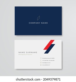 White blue and red business card flat design template vector
