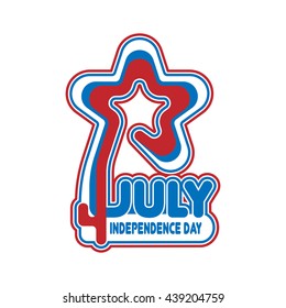 White, blue and red rounded star for Independence Day.