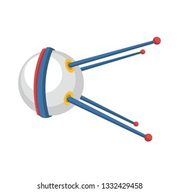White blue and red space craft vector illustration on white background