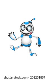 White & Blue Robot Character