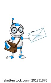 White & Blue Robot Character
