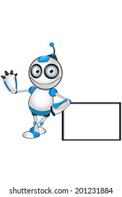 White & Blue Robot Character