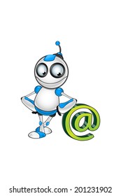 White & Blue Robot Character