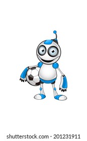White & Blue Robot Character