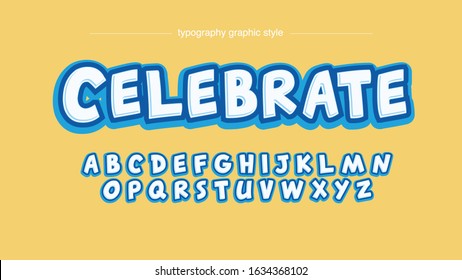 White Blue Rounded Cartoon 3D Artistic Font Typography Design