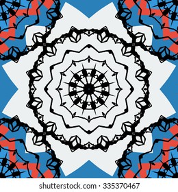 White and blue Seamless abstract background with round lace pattern. Retro Ornate Mandala Background for greeting card,Brochure, Card or Invitation with Islamic, Arabic, Indian, Ottoman, Asian motifs.