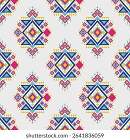 White Blue Seamless Pattern Geometry Decoration Text Design Aztec