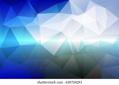 White blue shades abstract low poly geometric background