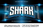 White and blue Shark editable text effect template with Lightning effect