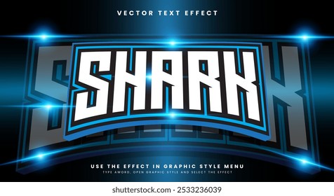 White and blue Shark editable text effect template with Lightning effect