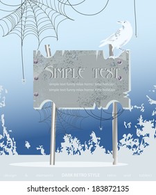 White and blue signboard, web elements set, banners and label